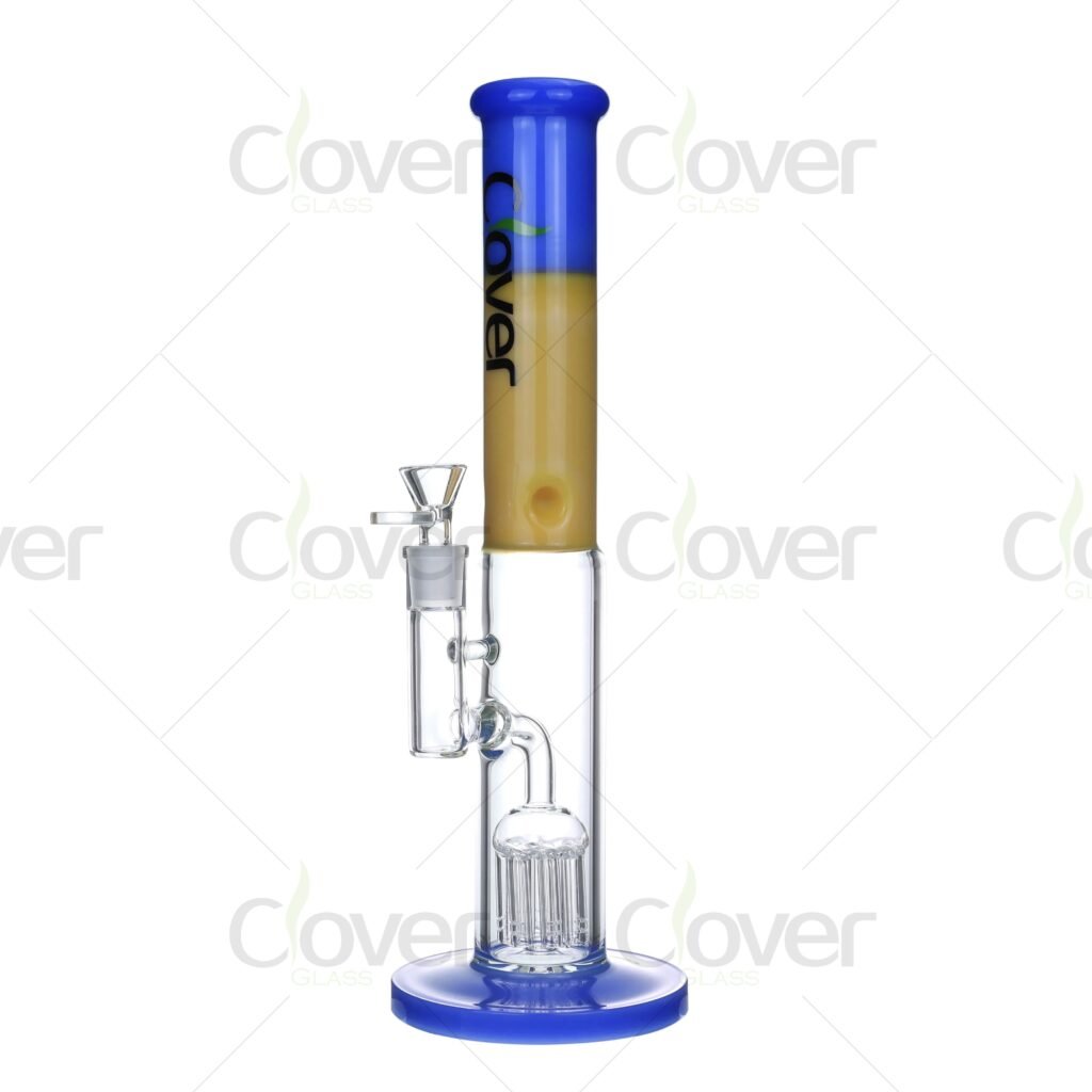 14.1-Inch Straight Tube Glass Bong with Tree Perc and Gradient Neck – Sleek Design and Superior Filtration