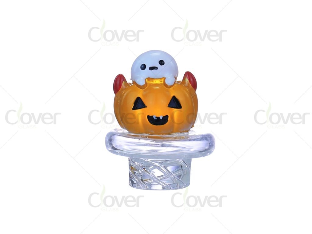 Halloween-Themed Glass Carb Caps – Ghost & Pumpkin Set (6PCS Display Box)