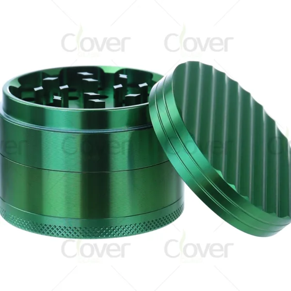 Wholesale aluminum herb grinders, 4-piece design, sharp teeth, bulk grinders for distributors and smoke shops.