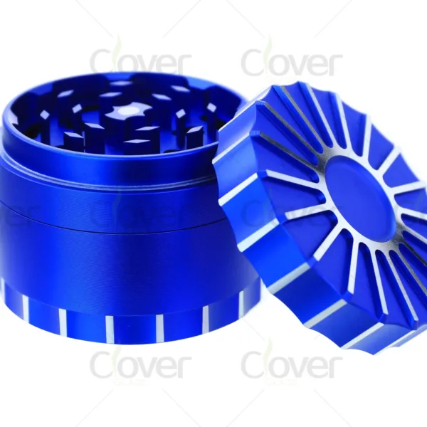 Wholesale aluminum herb grinders, 4-piece design, sharp teeth, bulk grinders for distributors and smoke shops.