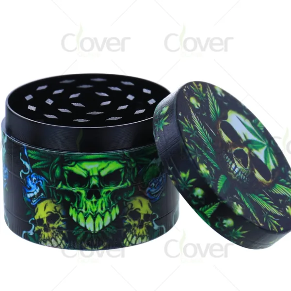 Wholesale aluminum herb grinders, 4-piece design, sharp teeth, bulk grinders for distributors and smoke shops.