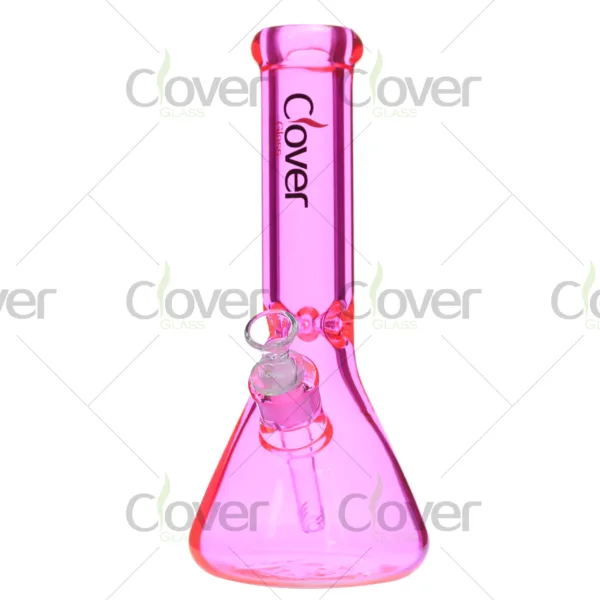 CloverGlass colorful beaker bong set, durable borosilicate glass with large stable base, cheap wholesale price for distributors.