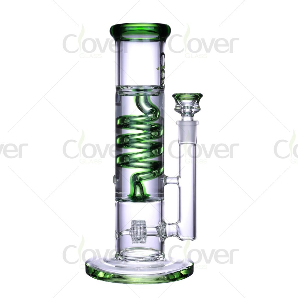 10.23-Inch Glycerin Coil Straight Tube Bong with Honeycomb Perc | 14mm Female Joint