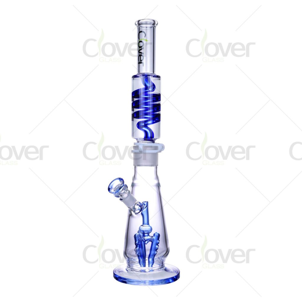 17.7-Inch Glass Bong with Spiral Glycerin Coil and 14mm Female Joint | Freezable 5mm Thick Beaker Water Pipe