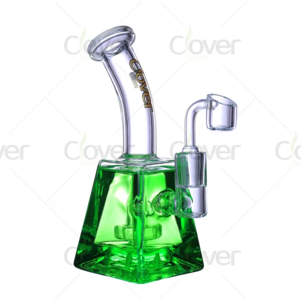 CloverGlass glycerin dab rigs, colorful and artistic designs, bulk supply for smoke shops and distributors.