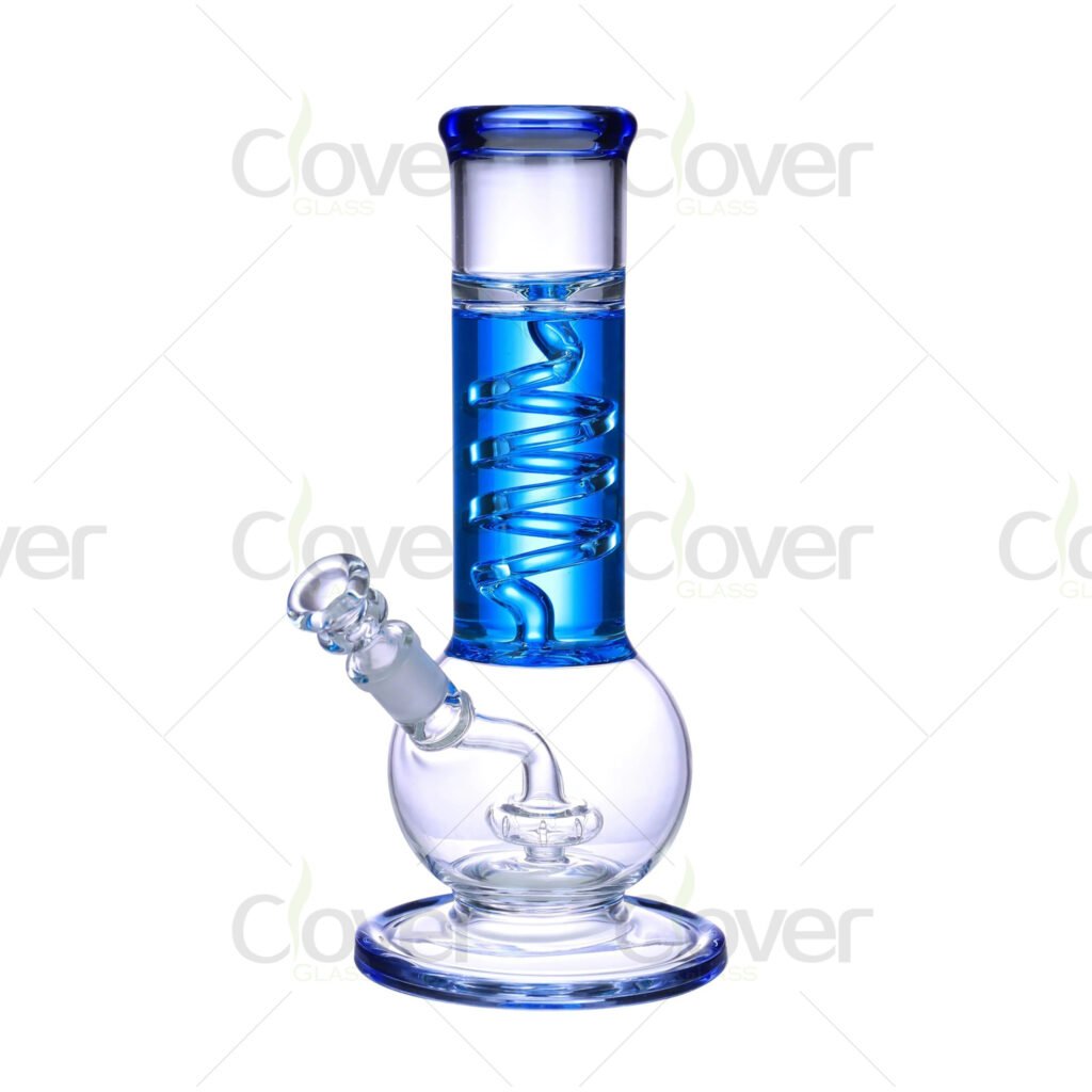 10.23-Inch Glycerin Coil Glass Bong with Round Base | 14mm Female Joint & 5mm Thick Glass