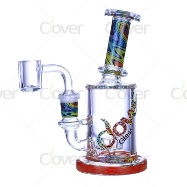 Wholesale CloverGlass dab rigs with vibrant color base, durable glass water pipe, affordable bulk price with custom packaging
