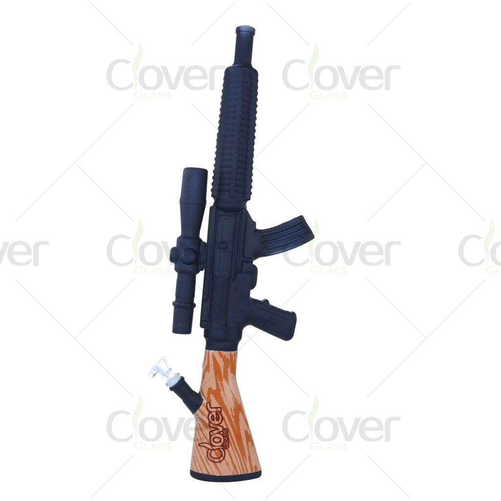 AR-Style Glass Water Pipe – Unique Rifle Bong with 14mm Joint and 24.21-Inch Height