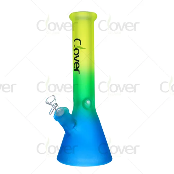 CloverGlass wholesale beaker bong in frosted and gradient glass, durable borosilicate, cheap bulk price for smoke shop suppliers.