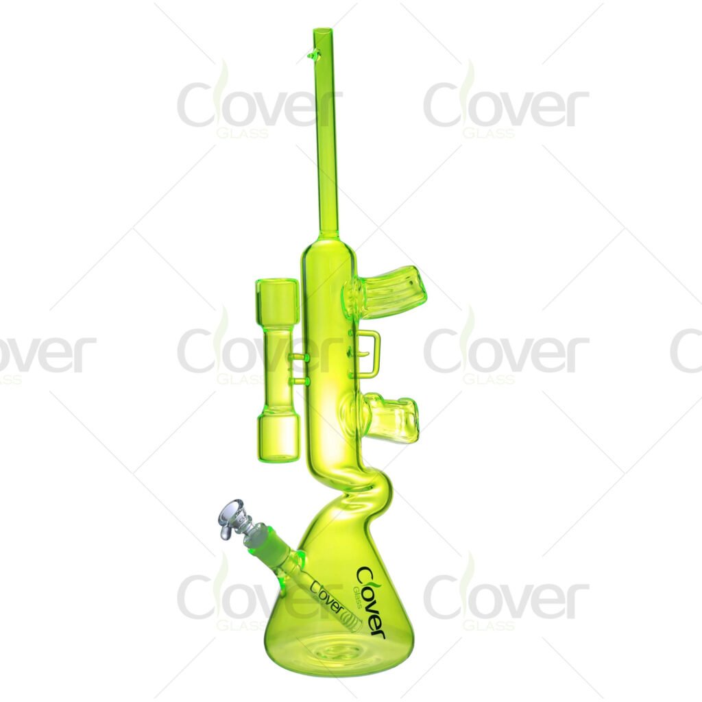 20.47-Inch Neon AK-47 Glass Bong with 14mm Joint – Vibrant Colors and Bold Design