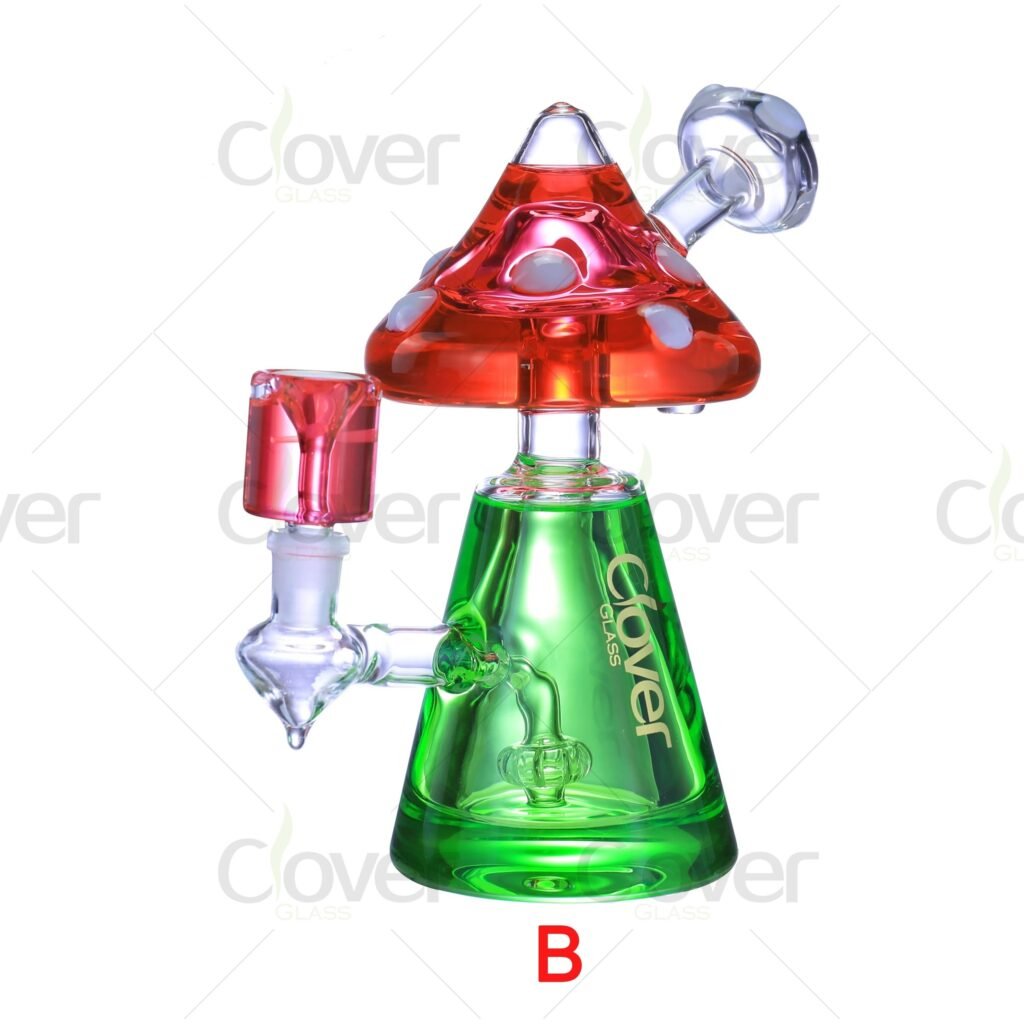 7.87-Inch Glycerin-Infused Mushroom Glass Dab Rig | 14mm Female Joint | 5mm Borosilicate Glass