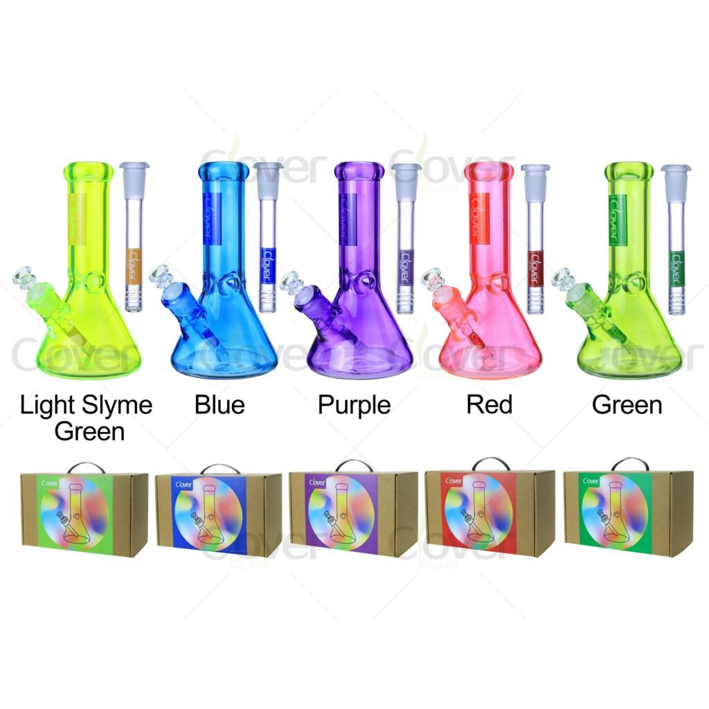 9.84-Inch Glass Beaker Bong with Vibrant Colors | 14mm Female Joint & 7mm Thick Glass