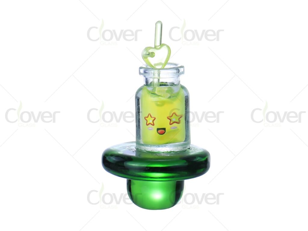 Kawaii Emoji Glass Carb Caps – Heart Top Design for Fun Dabbing (6PCS Display)