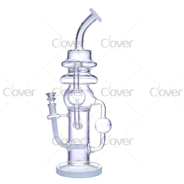 CloverGlass recycler bong, premium borosilicate glass water pipe with multi-arm design for smooth filtration and wholesale supply