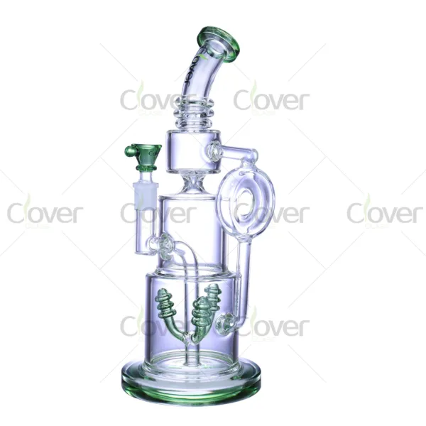 CloverGlass recycler bong, premium borosilicate glass water pipe with multi-arm design for smooth filtration and wholesale supply