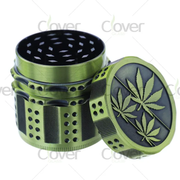 Wholesale aluminum herb grinders, 4-piece design, sharp teeth, bulk grinders for distributors and smoke shops.