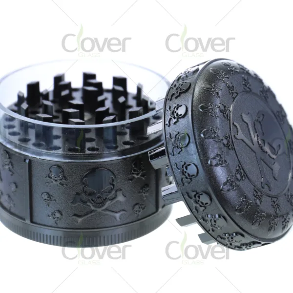 Wholesale aluminum herb grinders, 4-piece design, sharp teeth, bulk grinders for distributors and smoke shops.