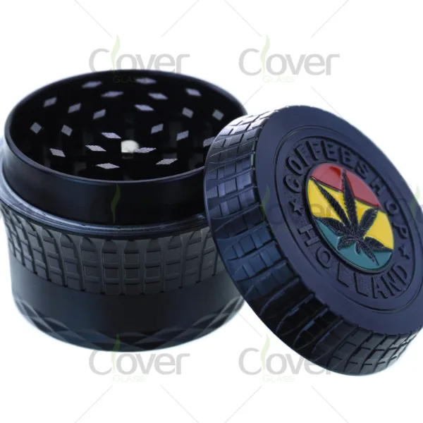 Wholesale aluminum herb grinders, 4-piece design, sharp teeth, bulk grinders for distributors and smoke shops.