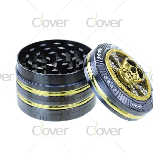 Wholesale aluminum herb grinders, 4-piece design, sharp teeth, bulk grinders for distributors and smoke shops.