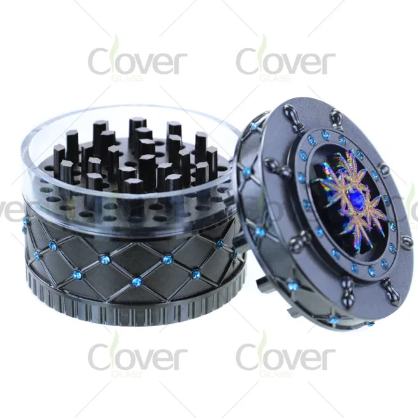 Wholesale aluminum herb grinders, 4-piece design, sharp teeth, bulk grinders for distributors and smoke shops.