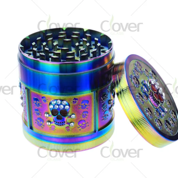 Wholesale aluminum herb grinders, 4-piece design, sharp teeth, bulk grinders for distributors and smoke shops.