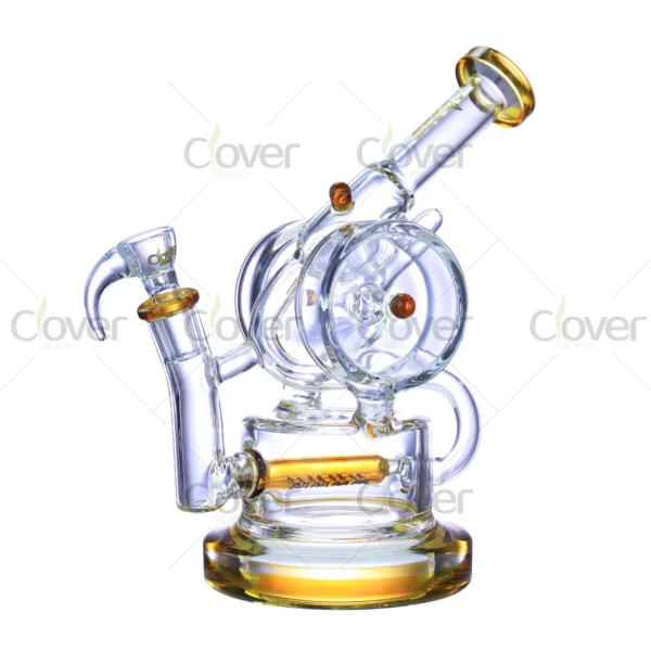 CloverGlass recycler dab rig, scientific borosilicate glass with recycler arms and percolator, designed for concentrates and wholesale use