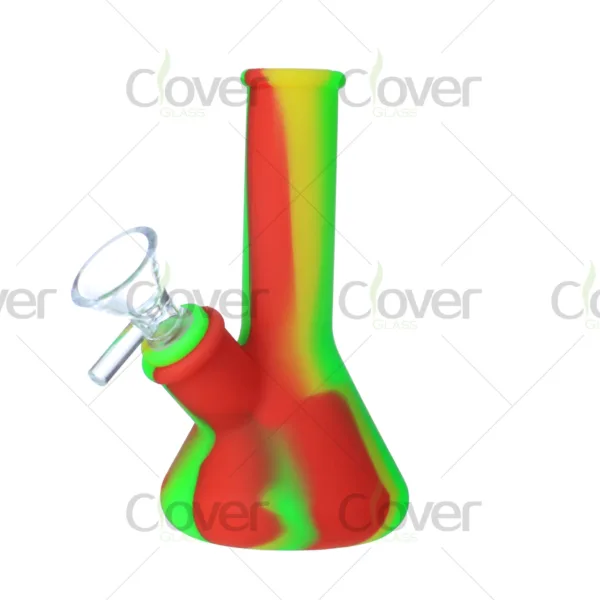 Durable FDA Silicone Beaker Bong – Portable 128*68mm Water Pipe with Glass Bowl