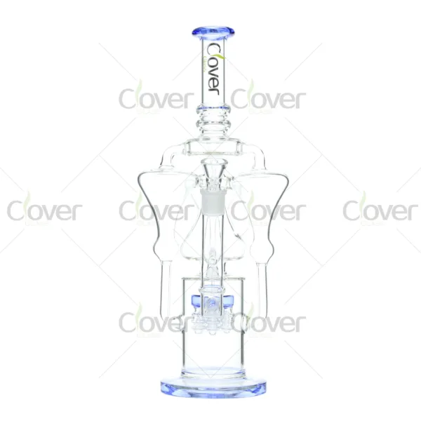 CloverGlass wholesale recycler bong with spiral chamber and thick borosilicate glass, bulk smoking water pipe for headshop supply