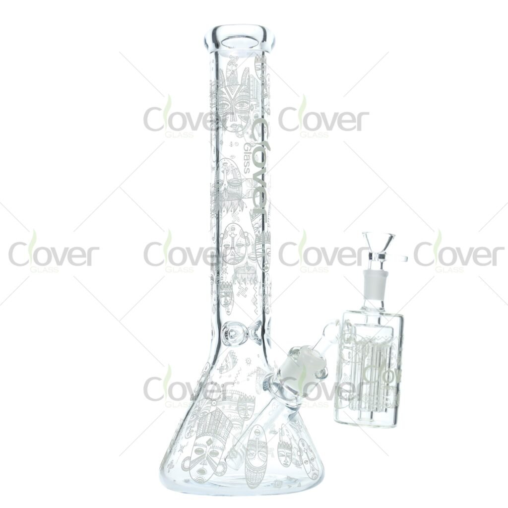 Glow in the Dark 14mm Glass Water Pipe – 15" Tall, 7mm Thick Heavy Duty Bong