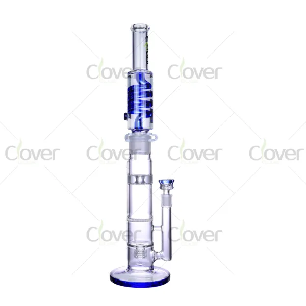 Clover Glass freezable coil condenser bong, high-performance borosilicate water pipe with honeycomb perc and cooling system