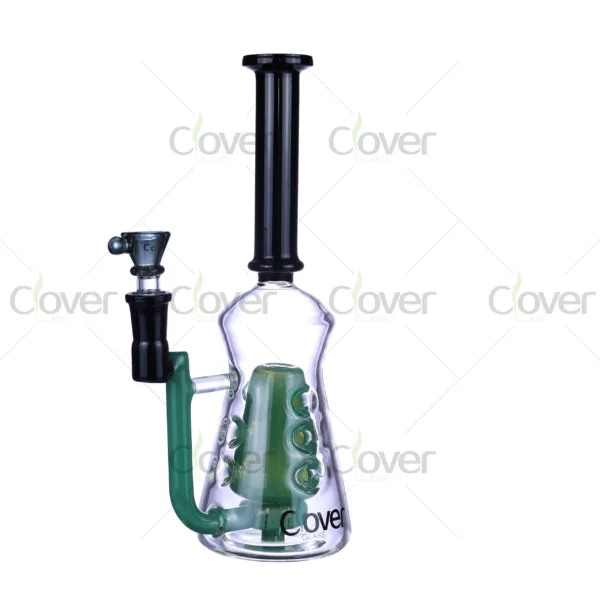 Modern recycler glass water pipes featuring black tube design and multicolor percolator core, ideal smoking accessories wholesale