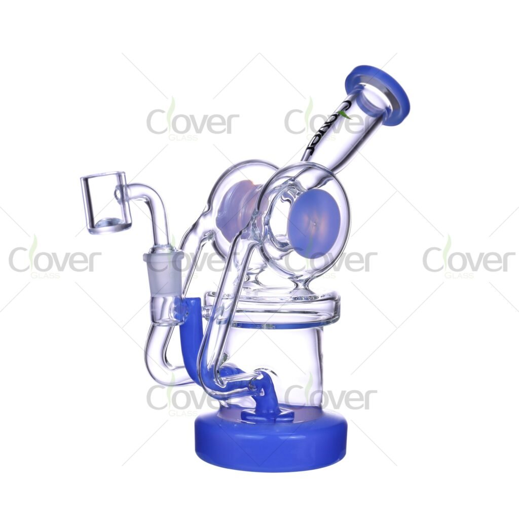 Clover Glass Mini Sphere Recycler Rig – 8.07" Height, 14mm Joint, 5mm Thick, Multi-Color Base