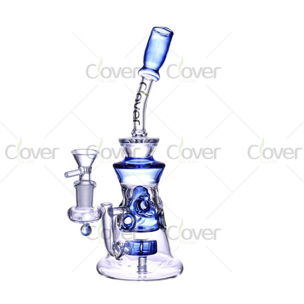 9.25” Bottle-Shaped Recycler Dab Rig – Spiral Perc, 5mm Thick Glass | CloverGlass