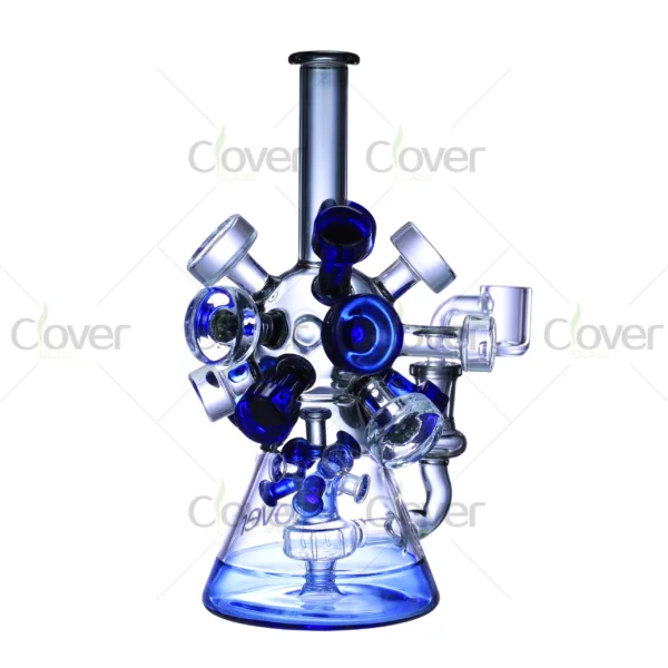 CloverGlass recycler bong wholesale, durable borosilicate glass water pipe with multi-chamber design for smooth smoking filtration, ideal for smoking accessories distributors and B2B buyers