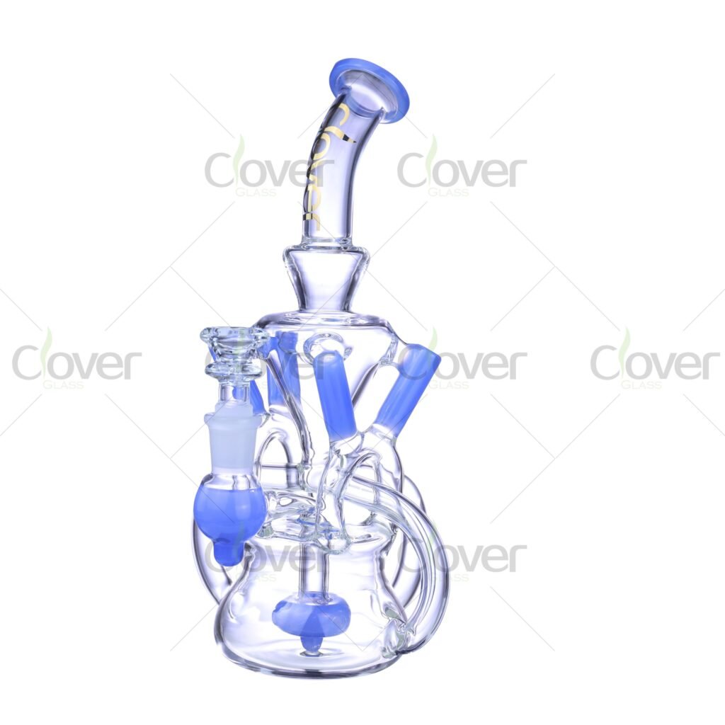 9.84" Twisted Recycler Dab Rig with 14mm Joint – 5mm Thick Glass - Clover Glass