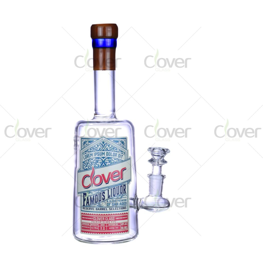 9.45" Liquor Bottle Glass Bong with 14mm Joint – Novelty Design - Clover Glass