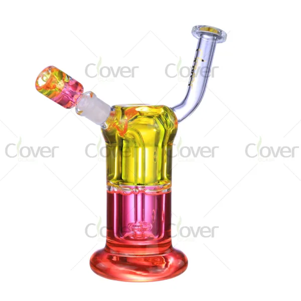 Clover Glass glycerin-cooled mini oil rig with quartz banger, made of durable borosilicate glass in multiple color options