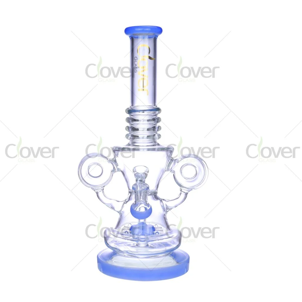 14" Multi-Loop Recycler Bong with Barrel Perc & 14mm Joint – 5mm Thick Glass - Clover Glass