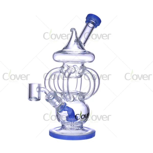 CloverGlass recycler bong wholesale, durable borosilicate glass water pipe with multi-chamber design for smooth smoking filtration, ideal for smoking accessories distributors and B2B buyers