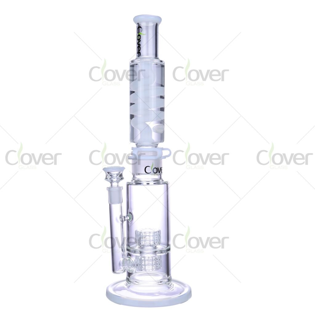 15" Glycerin Coil Bong with Matrix Perc & 14mm Joint – 5mm Thick Glass - Clover Glass