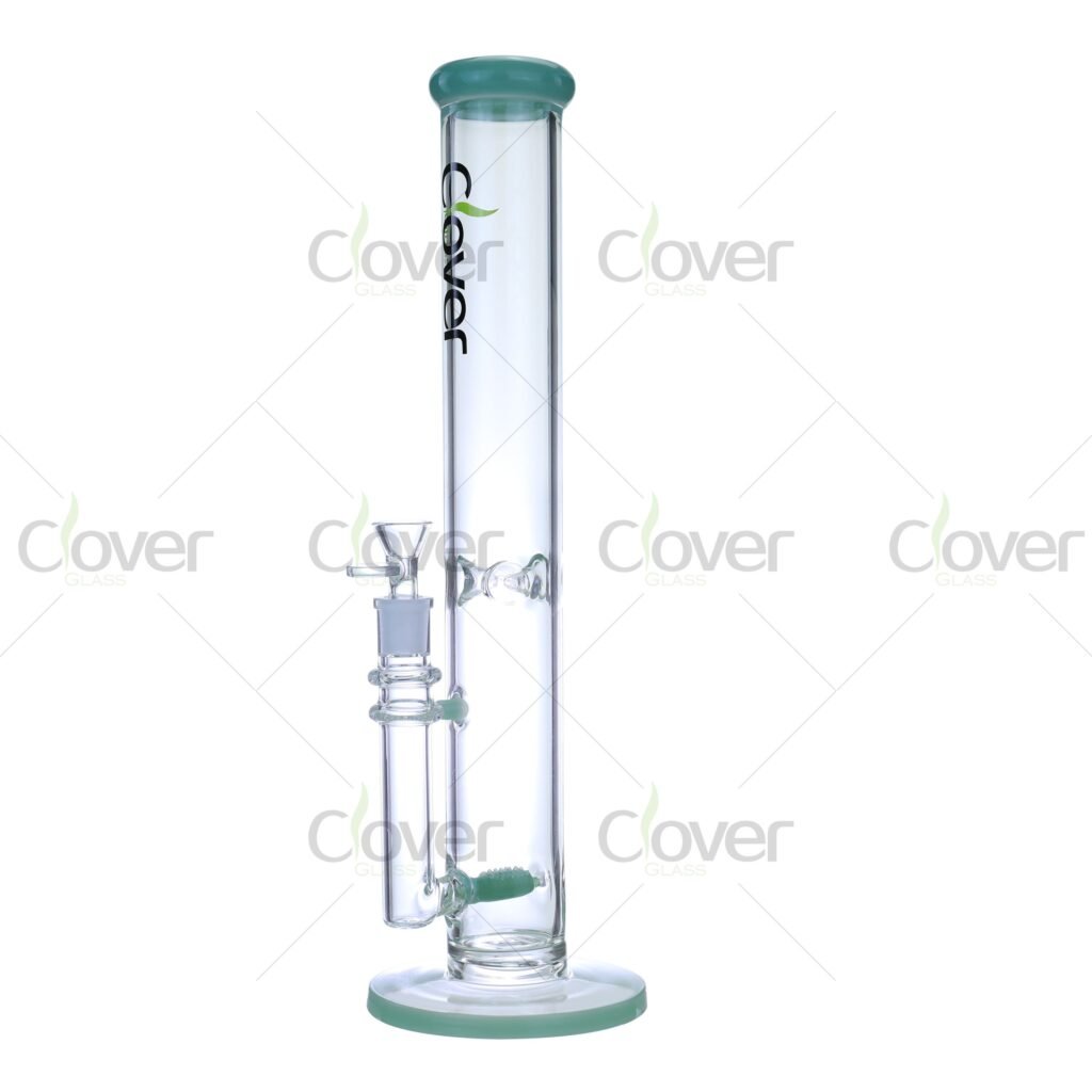 15.6" Classic Straight Tube Glass Bong with Ice Pinch & 18mm Joint – 5mm Thick - Clover Glass