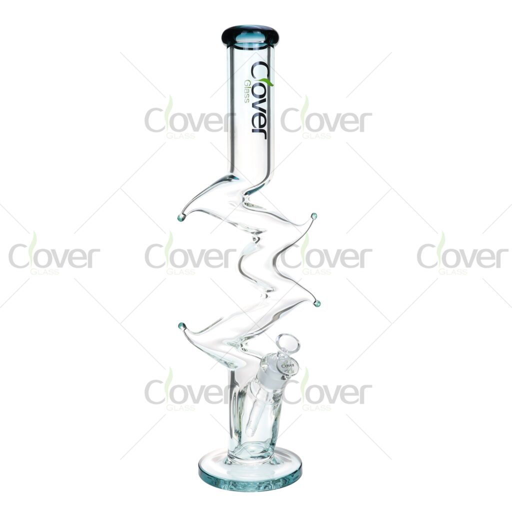 19.1” Zig-Zag Zong Bong – 14mm Joint, Heavy Duty 5mm Thick Glass | CloverGlass