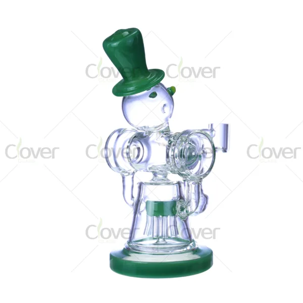 CloverGlass recycler dab rig, scientific borosilicate glass with recycler arms and percolator, designed for concentrates and wholesale use