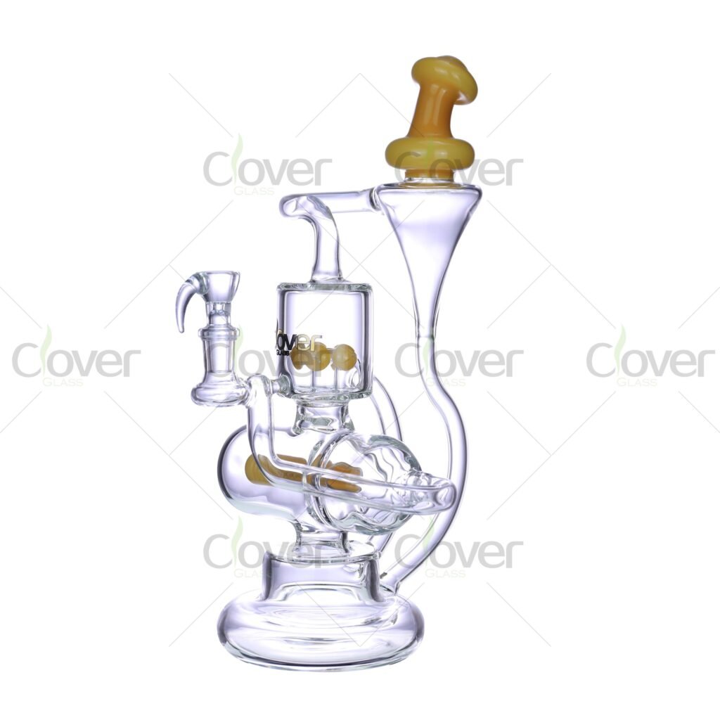 12.4" Artistic Recycler Dab Rig with 14mm Joint – 5mm Thick Glass - Clover Glass
