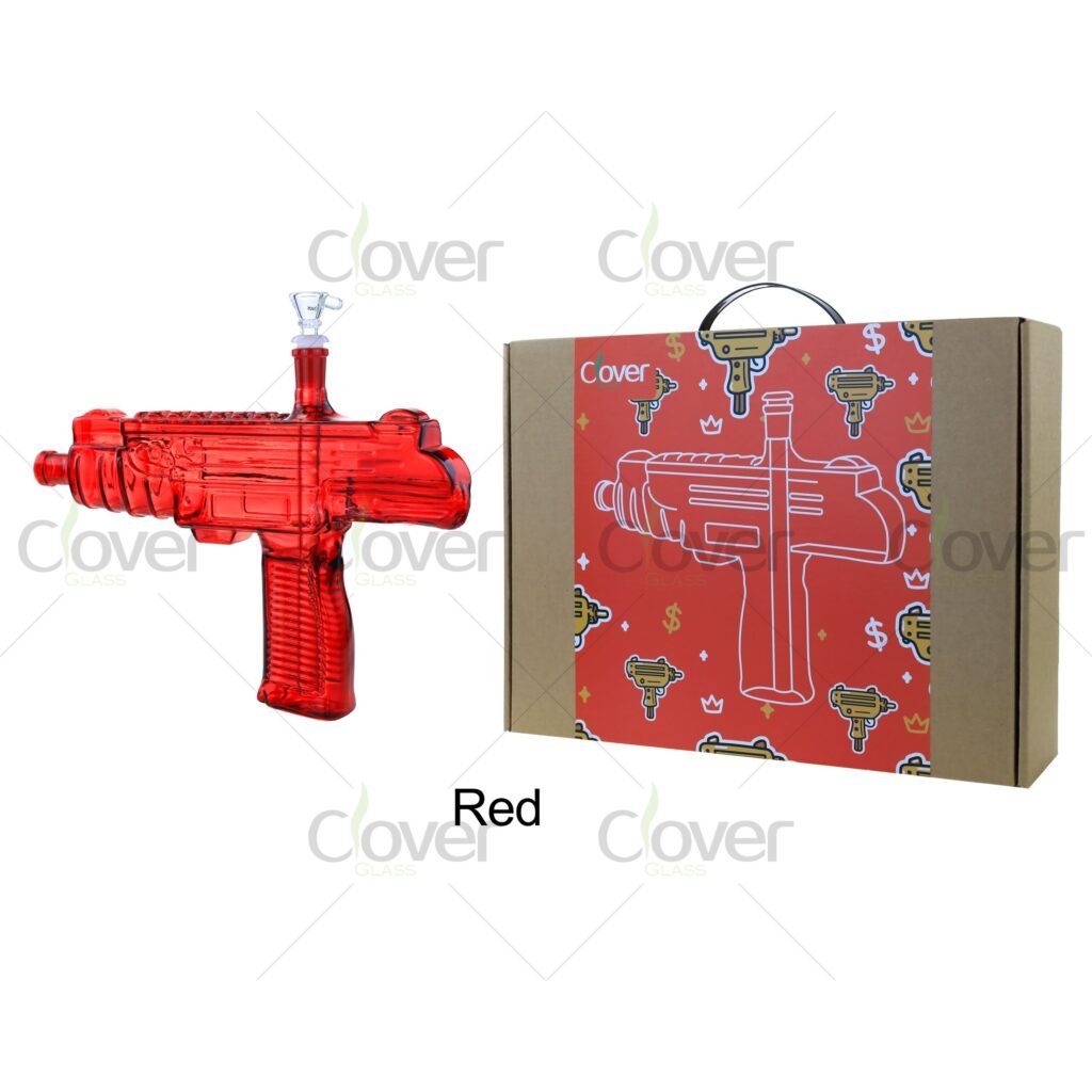 9.8" Gun-Shaped Glass Water Pipe with 14mm Joint – Colorful Gift Box
