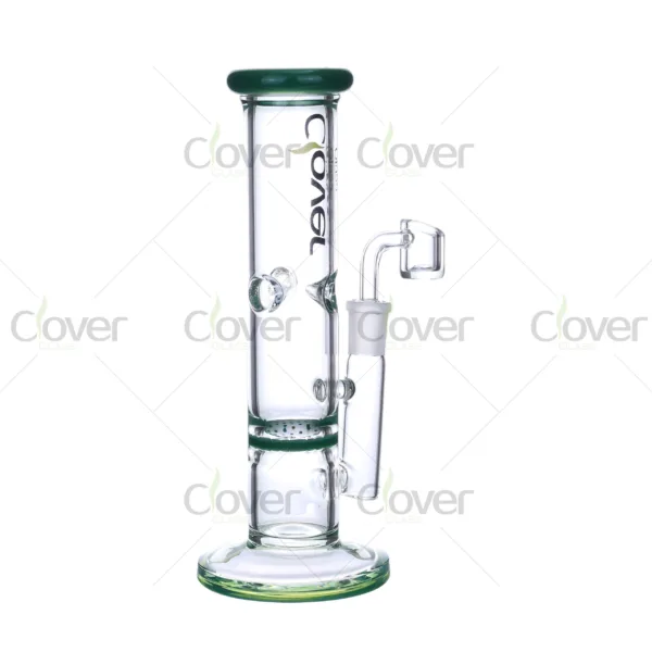 CloverGlass straight tube glass dab rig with percolator, thick wall
