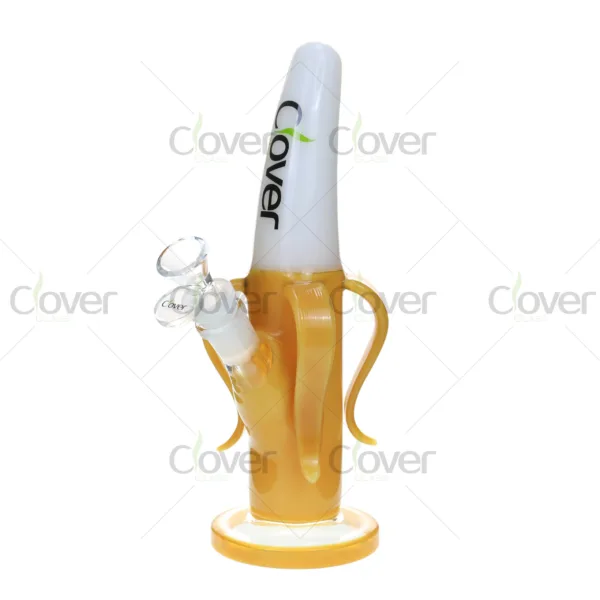 CloverGlass wholesale art bong with unique curved glass handle design, borosilicate water pipe for smooth smoking experience, durable glass bongs bulk supply