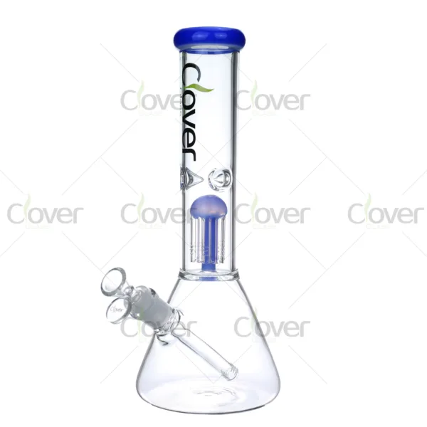 Clover Glass beaker bongs with color accent tops and diffuser perc, premium borosilicate glass water pipes for smoke shops