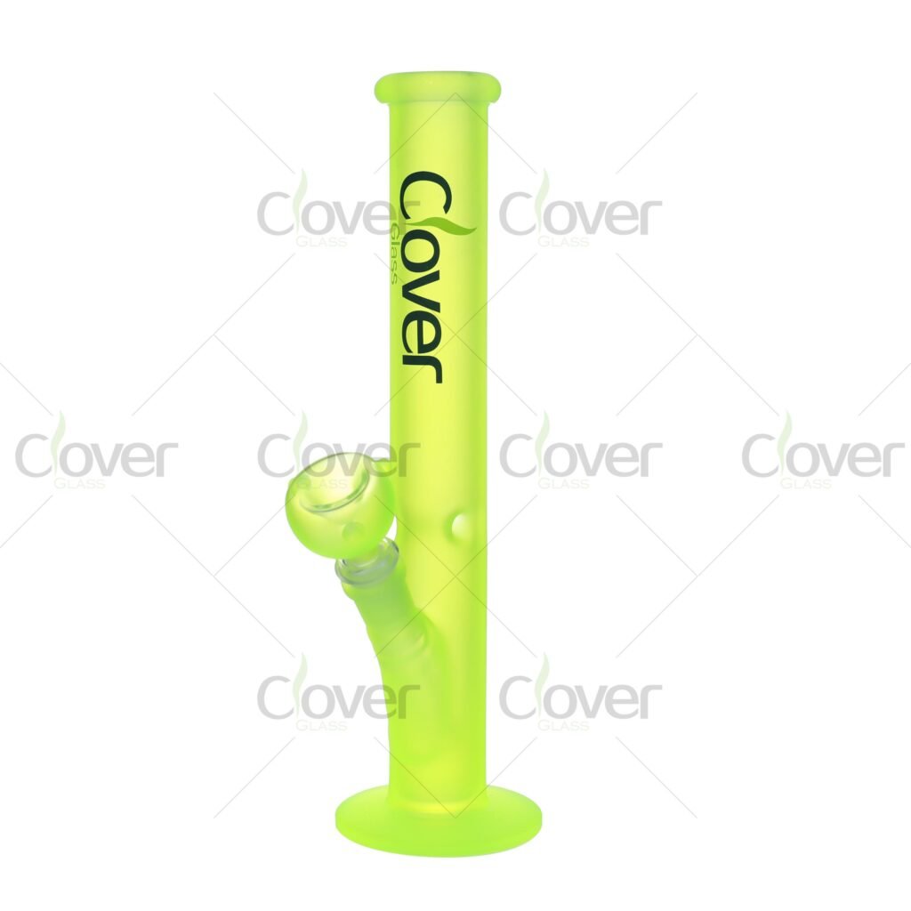 11.81” Frosted Straight Tube Glass Bong – Color Pop Matte Finish, 5mm Thick | CloverGlass