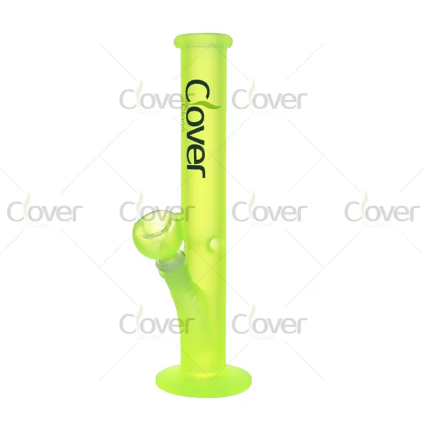 CloverGlass wholesale straight tube bong with sandblasted finish and diffused downstem, bulk thick glass water pipe for headshop supply